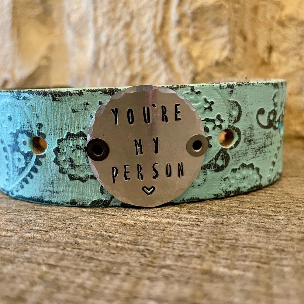 Handmade Turquoise Leather Bracelet with Silver Plate